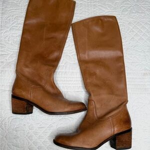Sam Edelman Boots Womens 7 M Loren Tall Riding Knee-High Brown Leather Comfort